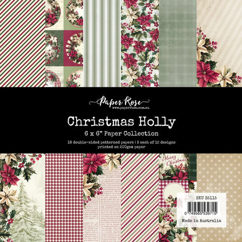 Paper Rose Christmas Holly 6x6 Paper Collection