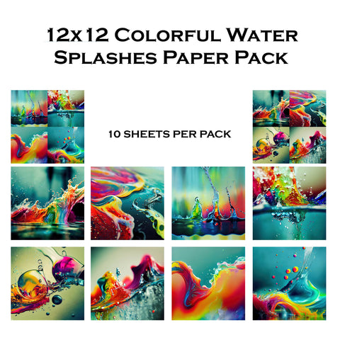 Simply Stated - Colorful Water Splashes 12x12 Paper Pack