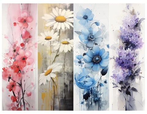 Simply Stated Colorful Florals Bookmark Sheet