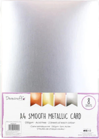 Dovecraft Pad of smooth metallic cardstock A4, 4 colors, 8 sheets