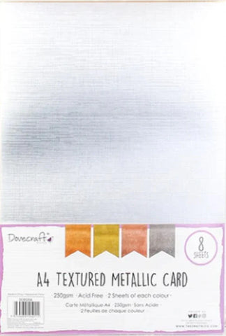 Dovecraft Metallic textured cardstock pad A4 4 colors 8 sheets