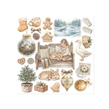 Stamperia Rub-on Kit, White Christmas