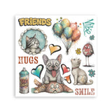 Stamperia Decorative Rub On Kit For Art And Craft cm 15.5x15.5 - Furry Friends 2