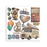 Stamperia Decorative Rub On Kit For Art And Craft cm 15.5x15.5 - Furry Friends 2