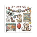 Stamperia Decorative Rub On Kit For Art And Craft cm 15.5x15.5 - Furry Friends 2