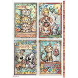 Stamperia Printed 6 Rice Paper A4 Selection For Art And Craft - Furry Friends 2