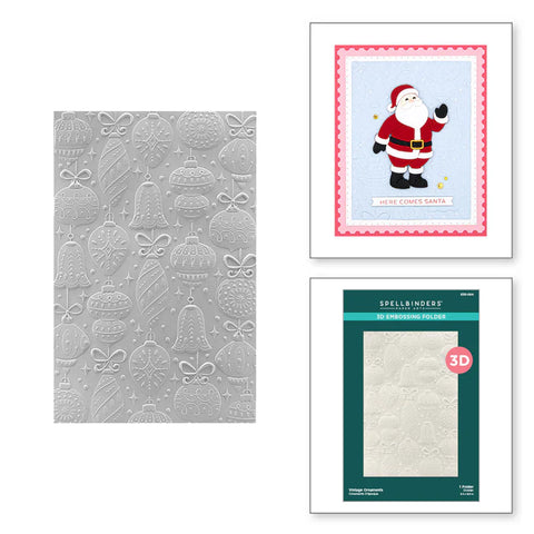 Spellbinders - Vintage Ornaments 3D Embossing Folder from the Classic Christmas Collection