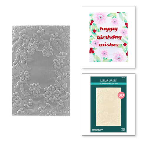 Spellbinders 3d Embossing Folder 5.5"X8.5" - Notched Corner Florals from Sealed for Christmas collection