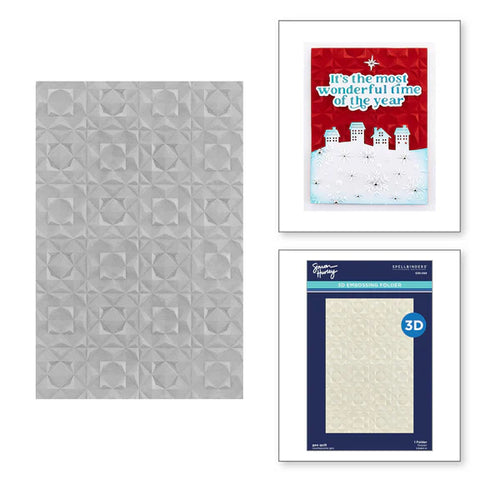 Spellbinders- 3D Embossing Folder, Simon's Snow Globes - Geo Quilt