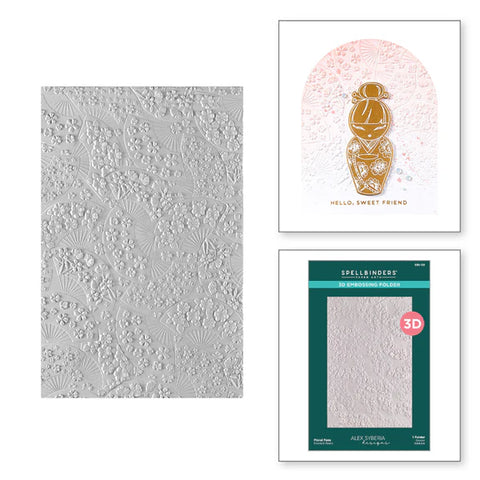 Spellbinders- Floral Fans 3D Embossing Folder from the Spring in Kyoto Collection by Alex Syberia Designs