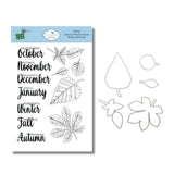 Elizabeth Craft Designs Clear Stamp & Die Set, Seasonal Words & Leaves