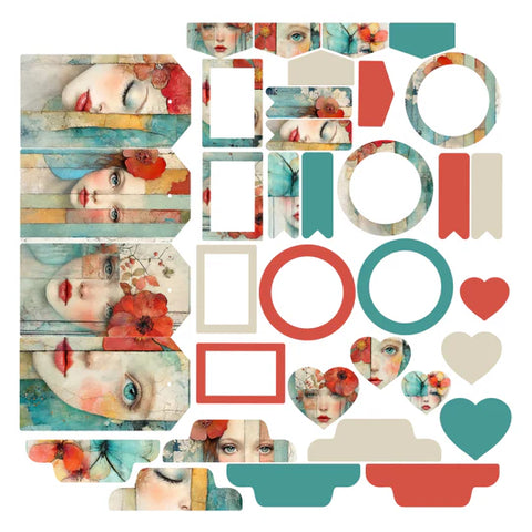 Simply Stated - Aqua Bloom Portraits Essentials Ephemera 