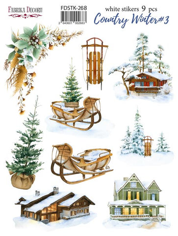 Fabrika Decoru Set of stickers 9pcs Country winter #268