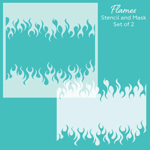 Honey Bee Stamps Flames - Set of 1 Stencil and 1 Mask