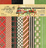 Graphic 45 12X12 Plaids & Stripes Paper Pack, Merry-ful Greetings
