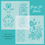 Honey Bee Stamps - Ginger Jar Details - 6"x6" Coordinating Stencils