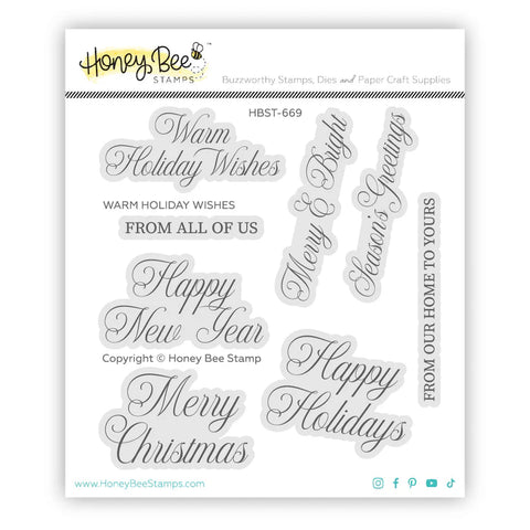 Honey Bee Warm Holiday Wishes - 4"x 4" Stamp Set