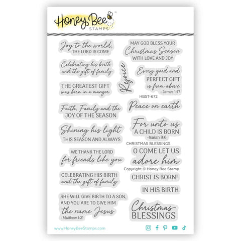 Honey Bee Christmas Blessings - 4"x 6" Stamp Set