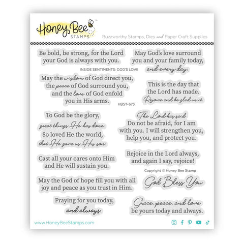 Honey Bee Inside Sentiments: God's Love - 6"x 6" Stamp Set