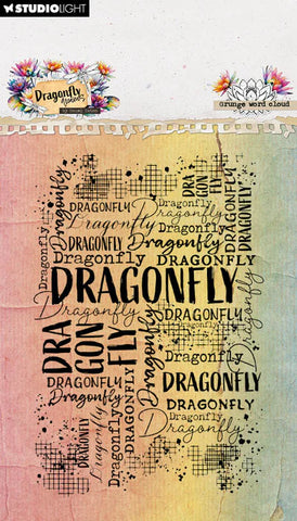 Studio Light Hazel Eaton Clear Stamp Grunge Word Cloud Dragonfly Dreams 62x93x3mm 1 Pieces