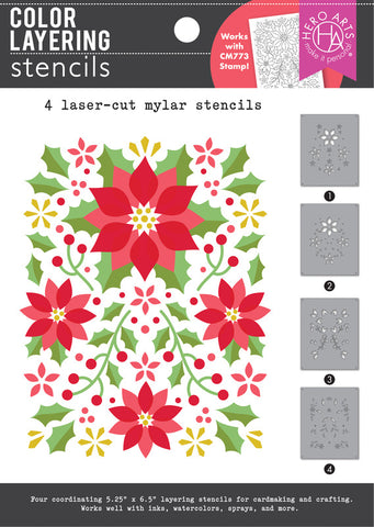 Hero Arts Stencil, Color Layering Poinsettia Pattern