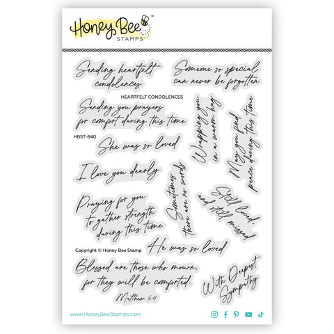 Honey Bee Stamps Heartfelt Condolences - 5x6.5 Clear Stamp Set