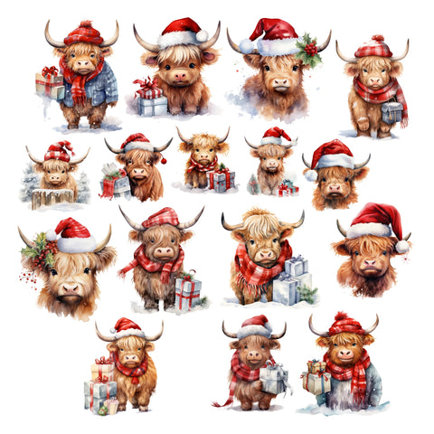 Simply Stated - Country Christmas Highland Cows Ephemera