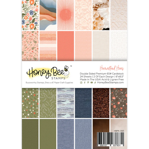 Honey Bee Stamps Homestead Hues Paper Pad 6x8.5 - 24 Double-Sided Sheets