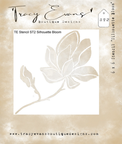Tracy Evans - ST002 - Stencil "Silhouette Bloom" 6 x 6 inches