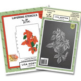 Lisa Horton Crafts Layering Stencils and Embossing Folder Bundle - Trailing Christmas Poinsettia