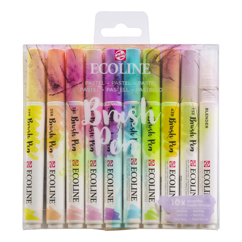 Ecoline Brush Marker Sets - 10-Pen Pastel Colors Set