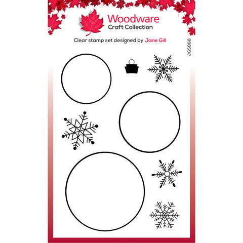 Woodware Clear Singles Paintable Baubles Circles 4 in x 6 in Stamp Set