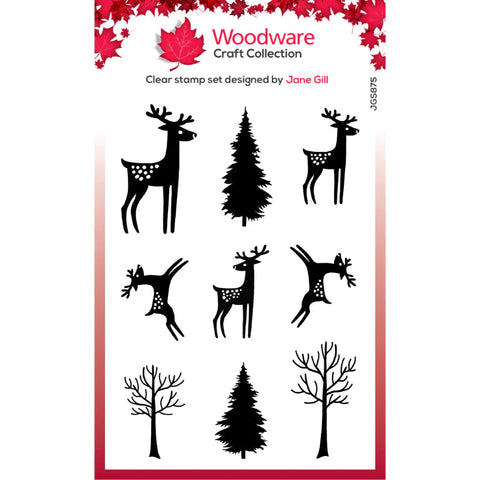 Woodware Clear Singles Paintable Baubles Reindeer Fillers 4 in x 6 in Stamp Set