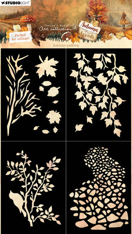 STUDIO LIGHT - Mask Autumn Pathway, 4 Masks Autumn In The Woods