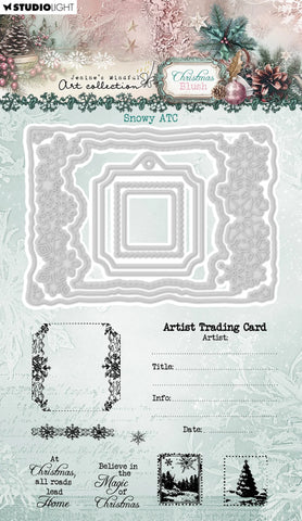 Studio Light Stamp And Cutting Dies Snowy ATC Christmas Blush 15 Pieces