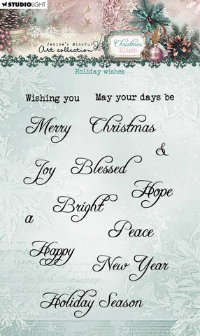 Studio Light Clear Stamp Holiday Wishes Christmas Blush 14 Pieces
