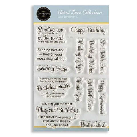 Jamie Rodgers Crafts - Lace Sentiments A6 Clear Stamp Set