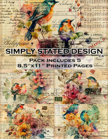 Simply Stated - Birds 8.5 x 11 Paper Pack