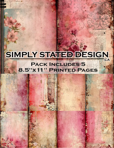 Simply Stated - Pink Grunge 8.5 x 11 Paper Pack