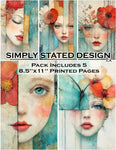 Simply Stated - Aqua Bloom Portraits 8.5 x 11 Paper Pack