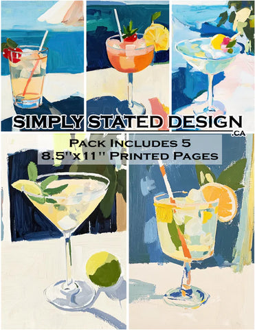Simply Stated - Summer Cocktails 8.5 x 11 Paper Pack
