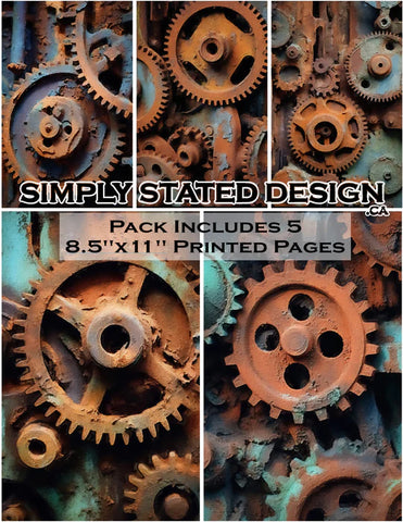 Simply Stated - Rusty Cogwheels 8.5 x 11 Paper Pack 