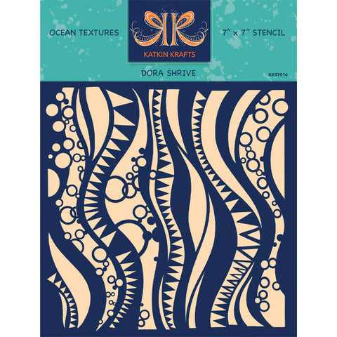 Katkin Krafts - Ocean Textures 7 in x 7 in Stencil