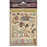 Stamperia Printed Decorative Wooden Shape For Art And Craft A5 - Furry Friends 2