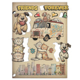 Stamperia Printed Decorative Wooden Shape For Art And Craft A5 - Furry Friends 2