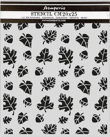 Stamperia Whispering Woods Thick Stencil 20x25cm - Leaves and Acorns Pattern
