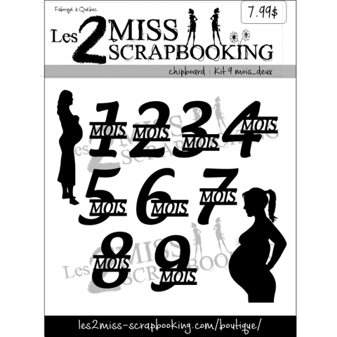 Les 2 miss scrapbooking chipboard Kit 9 mois_deux