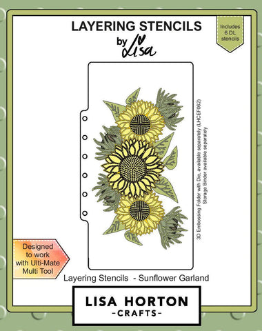 Lisa Horton Slimline Layering Stencils - Sunflower Garland