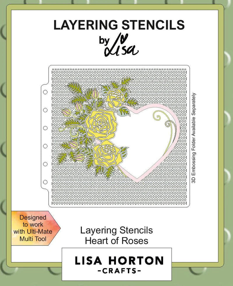 Lisa Horton Craft - Heart of Roses Layering Stencil – Scrap en masse