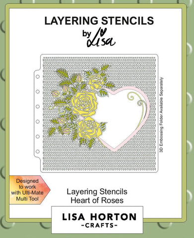 Lisa Horton Craft - Heart of Roses Layering Stencil